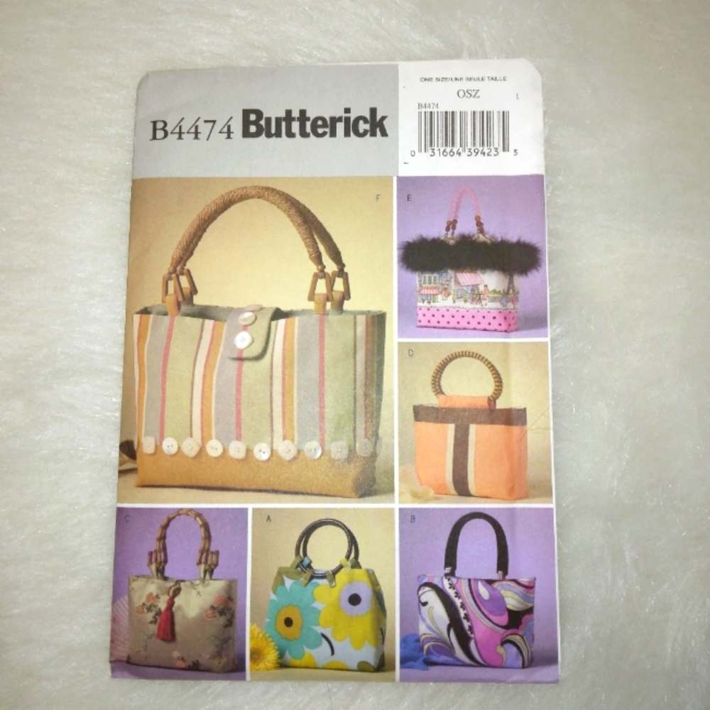 Butterick B4474 Handbags I 6 styles w/purchased handles